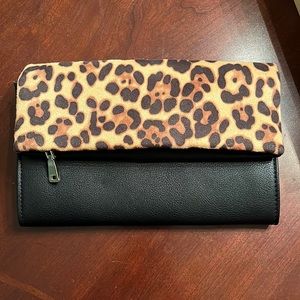 INC cheetah print clutch